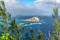 View of Rabbit Island MÃÂnana Island, an uninhabited islet located 1.2 km off KaupÃÂ Beach & Waimanalo at the eastern end of the I Royalty Free Stock Photo